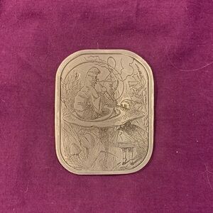Engraved Alice in wonderland belt buckle
